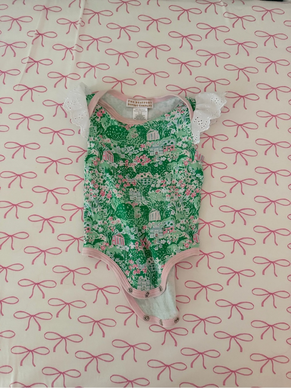 Beaufort Bonnet Tea Collection Green Floral One-Piece with Eyelet Sleeves